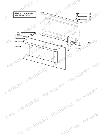 Взрыв-схема плиты (духовки) Zanussi Electrolux ZCG7550BKN - Схема узла H10 Grill door assy